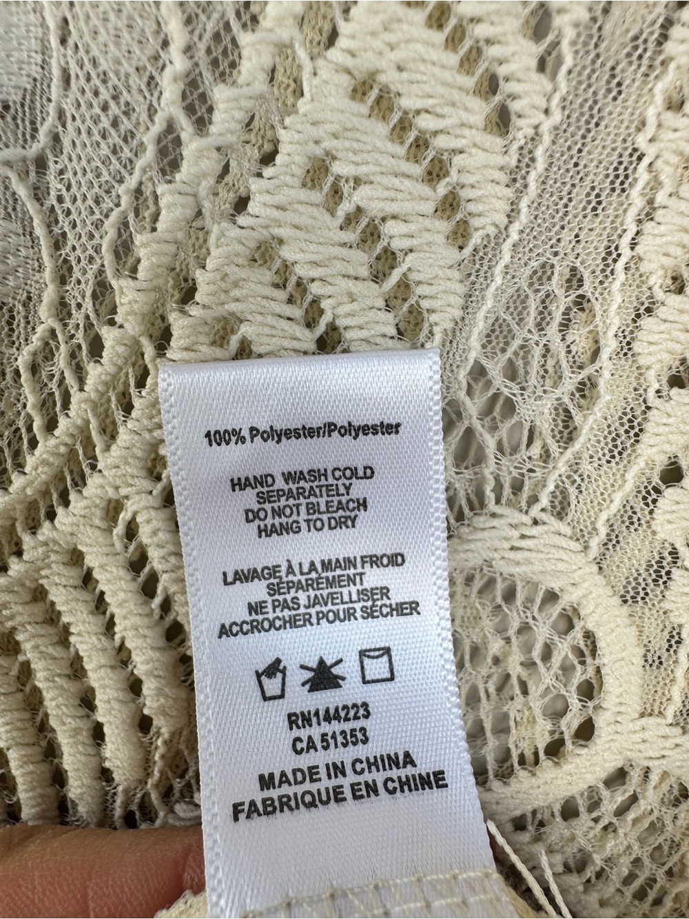 Bishop + Young Sheer Lace Blouse | Ivory Floral Lace | Scalloped Hem | Size Med - Picture 4 of 5